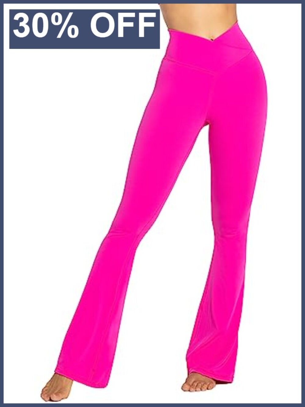 Flare Leggings Crossover Yoga Pants Tummy Control High Rise